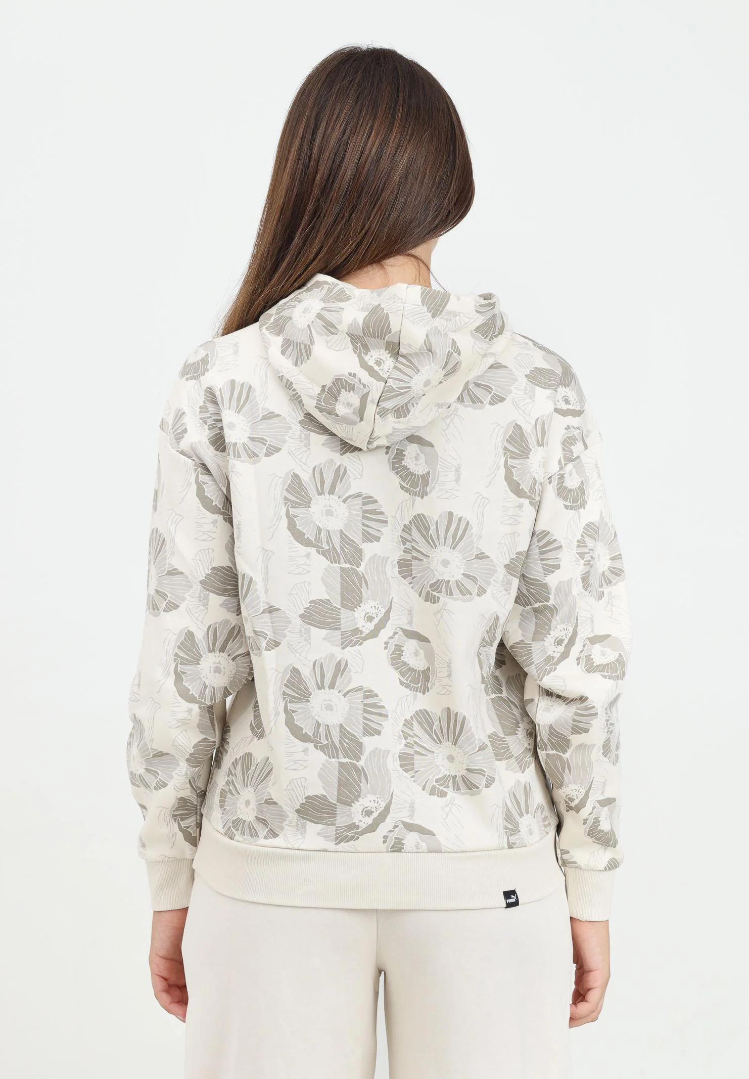 Puma ქალის ჯემპრი ESS+ Class Act AOP Hoodie FL Alpine Snow