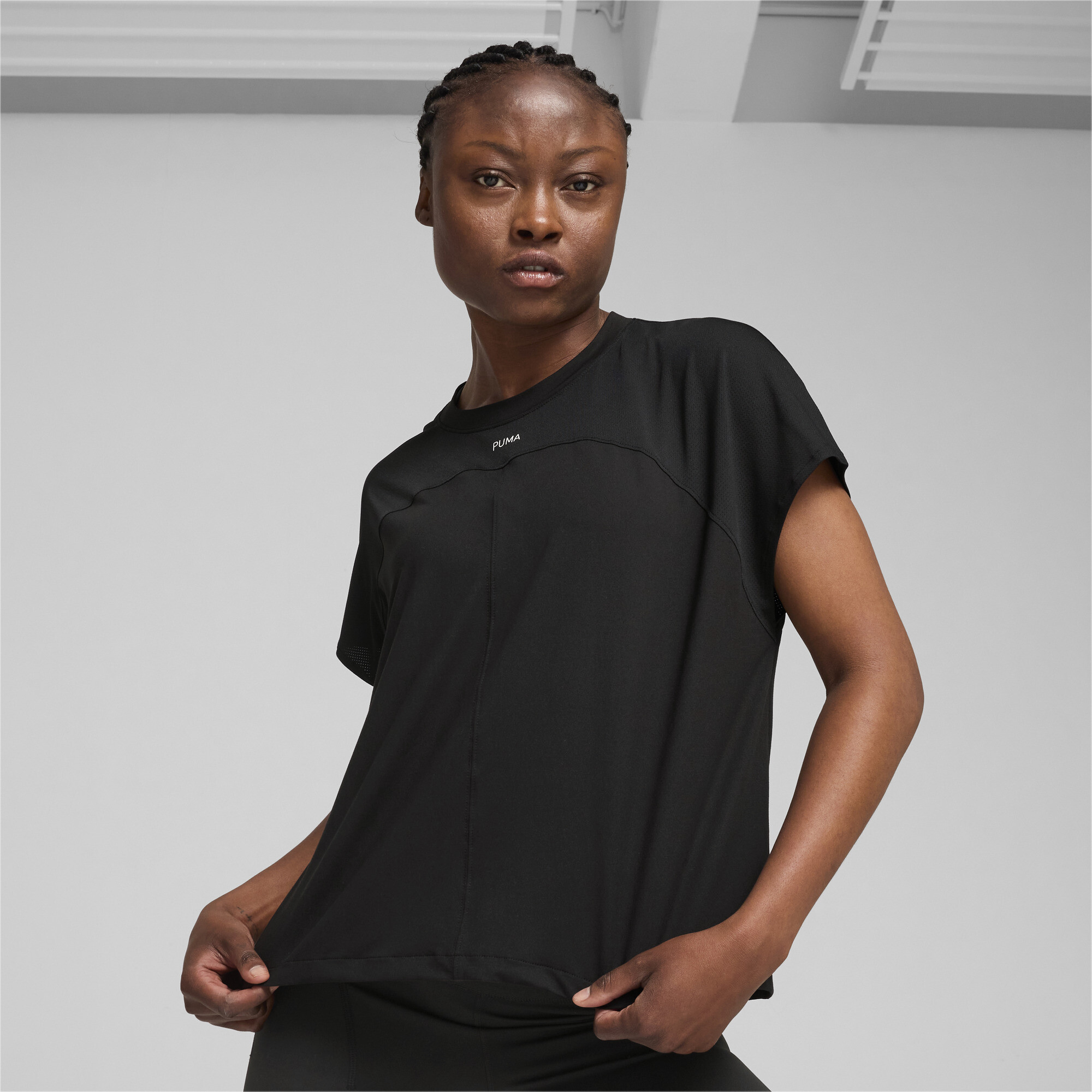 Puma ქალის მაისური CLOUDSPUN MIX TEE - REG PUMA Black