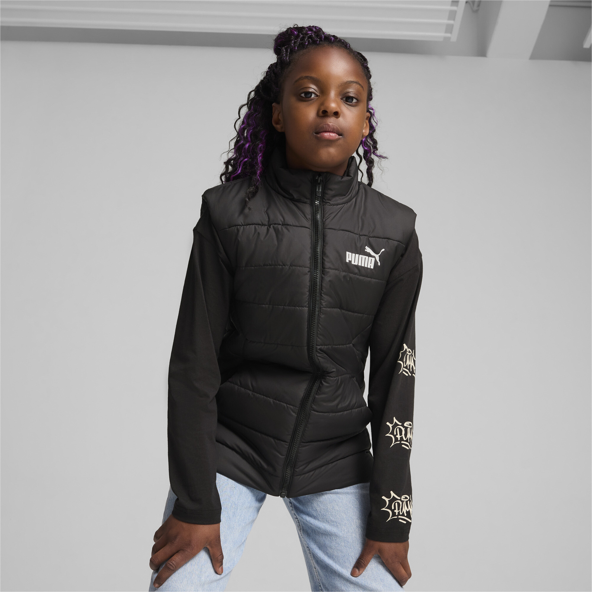 Puma ბავშვის ქურთუკი ESS Padded Vest PUMA Black