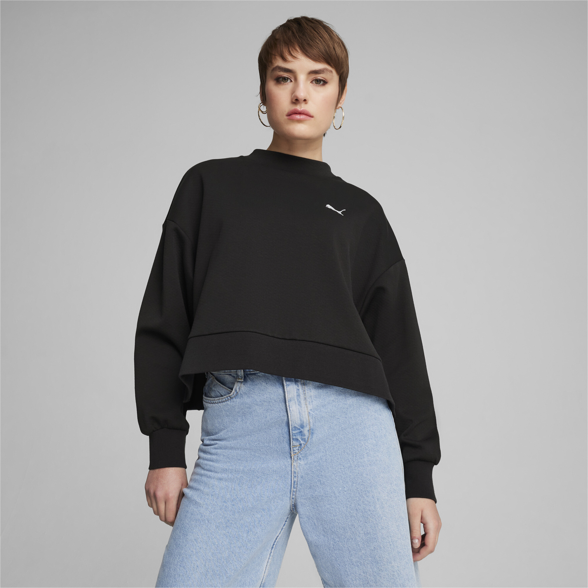 Puma ქალის ჯემპრი CLASSICS Oversized Crew DK PUMA Black