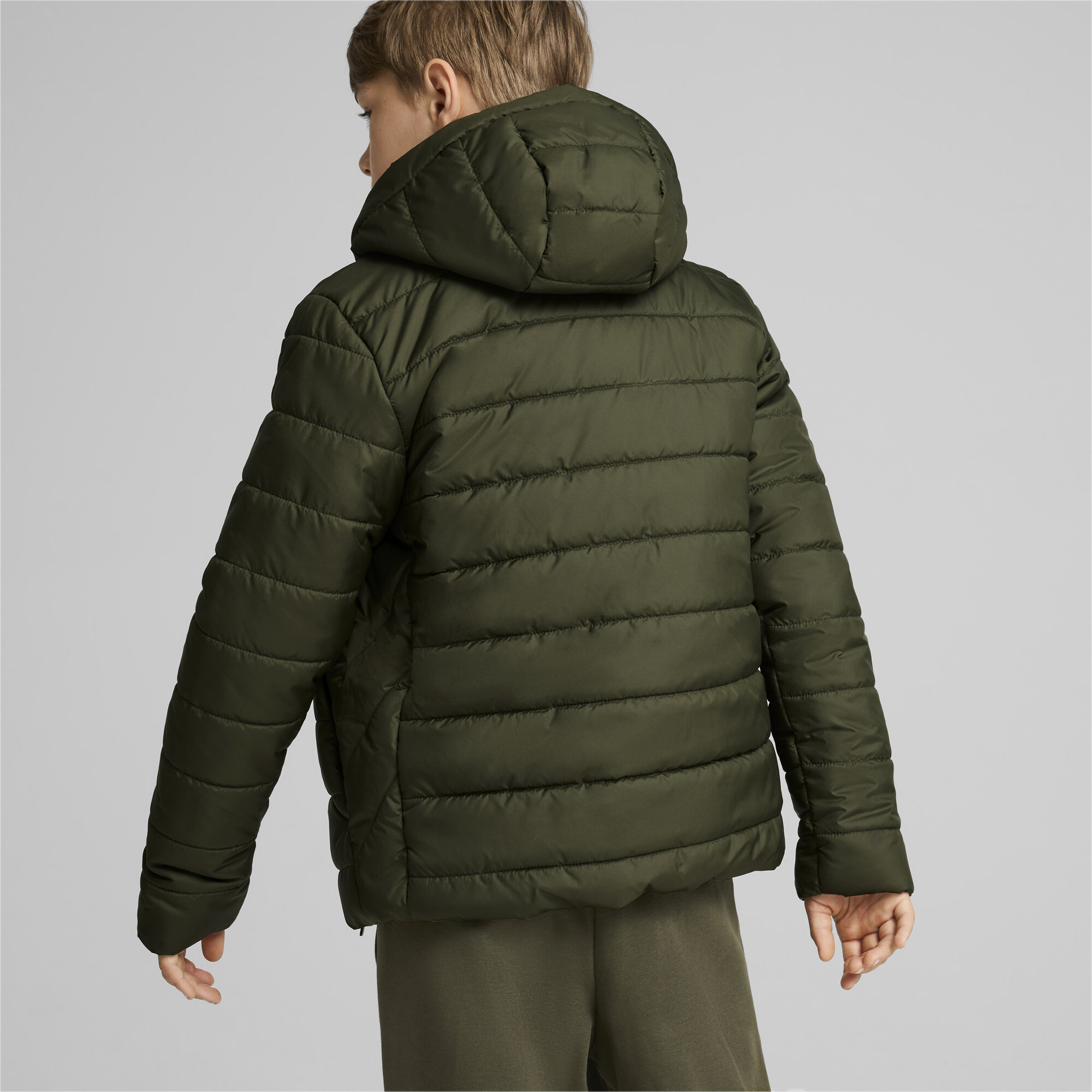 Puma ბავშვის ბოტასი ESS Hooded Padded Jacket Dark Olive