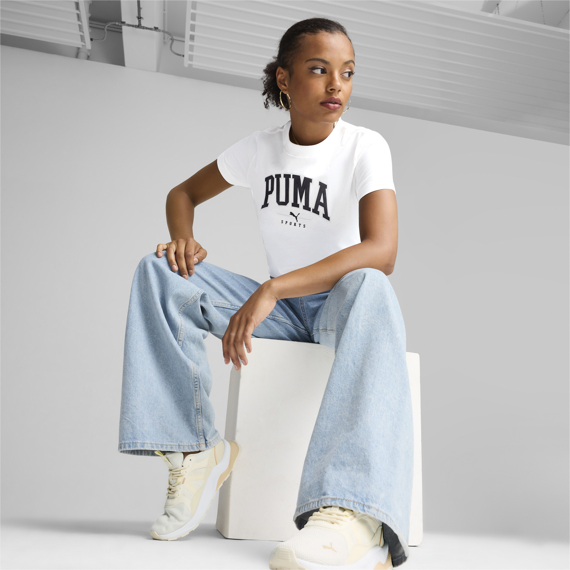 Puma ქალის მაისური PUMA SQUAD Graphic Tee PUMA White