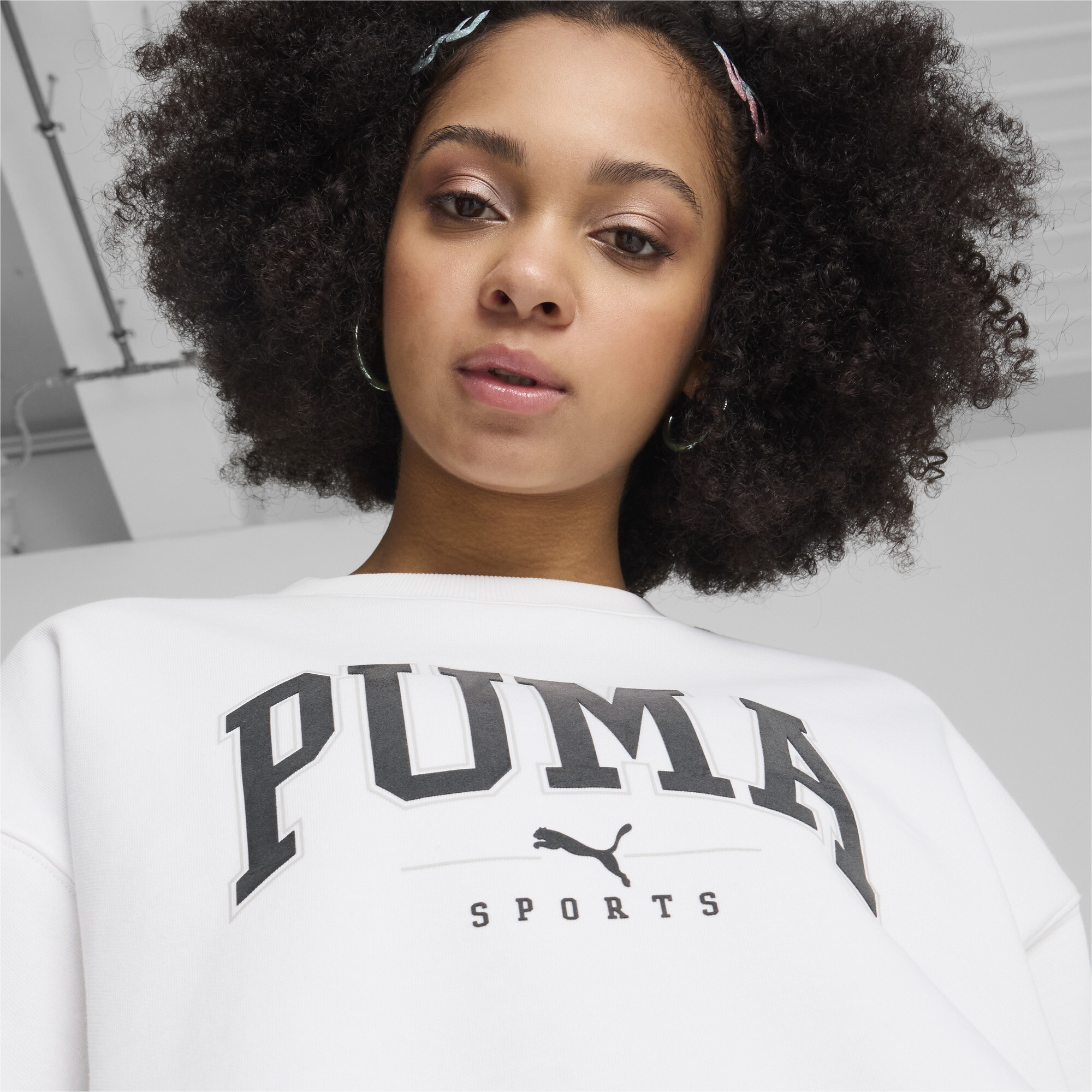 Puma ქალის ჯემპრი PUMA SQUAD Crew FL PUMA White