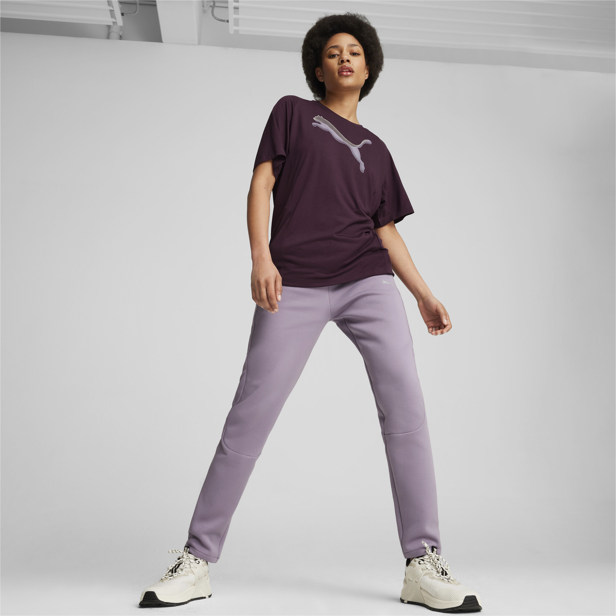 Puma ქალის მაისური EVOSTRIPE Tee Midnight Plum