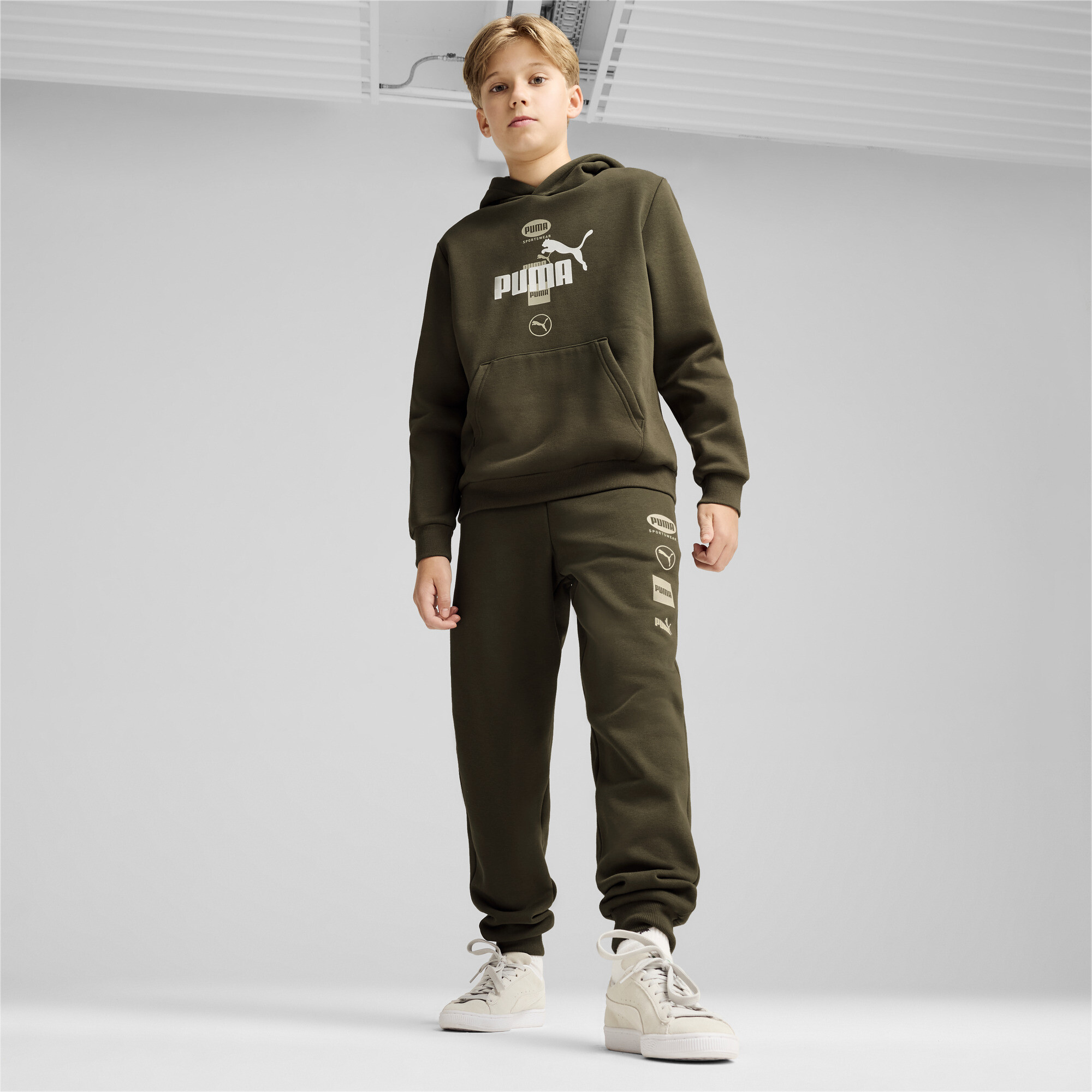 Puma ბავშვის ჯემპრი PUMA POWER Graphic Hoodie FL B Dark Oliv
