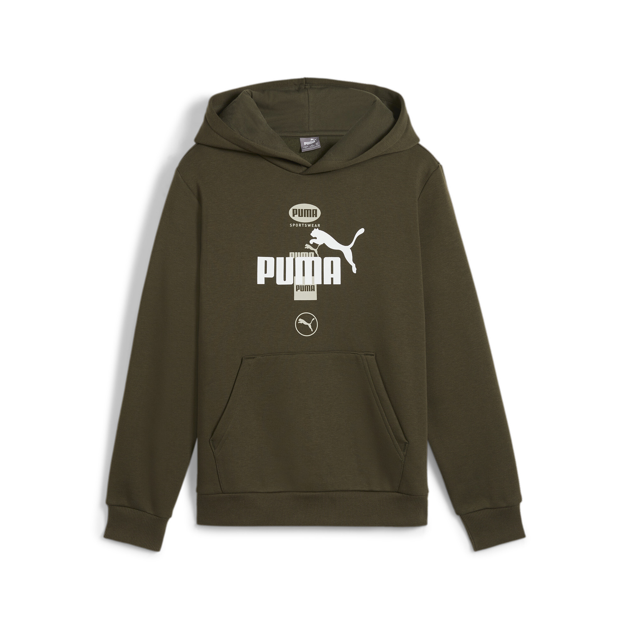 Puma ბავშვის ჯემპრი PUMA POWER Graphic Hoodie FL B Dark Oliv