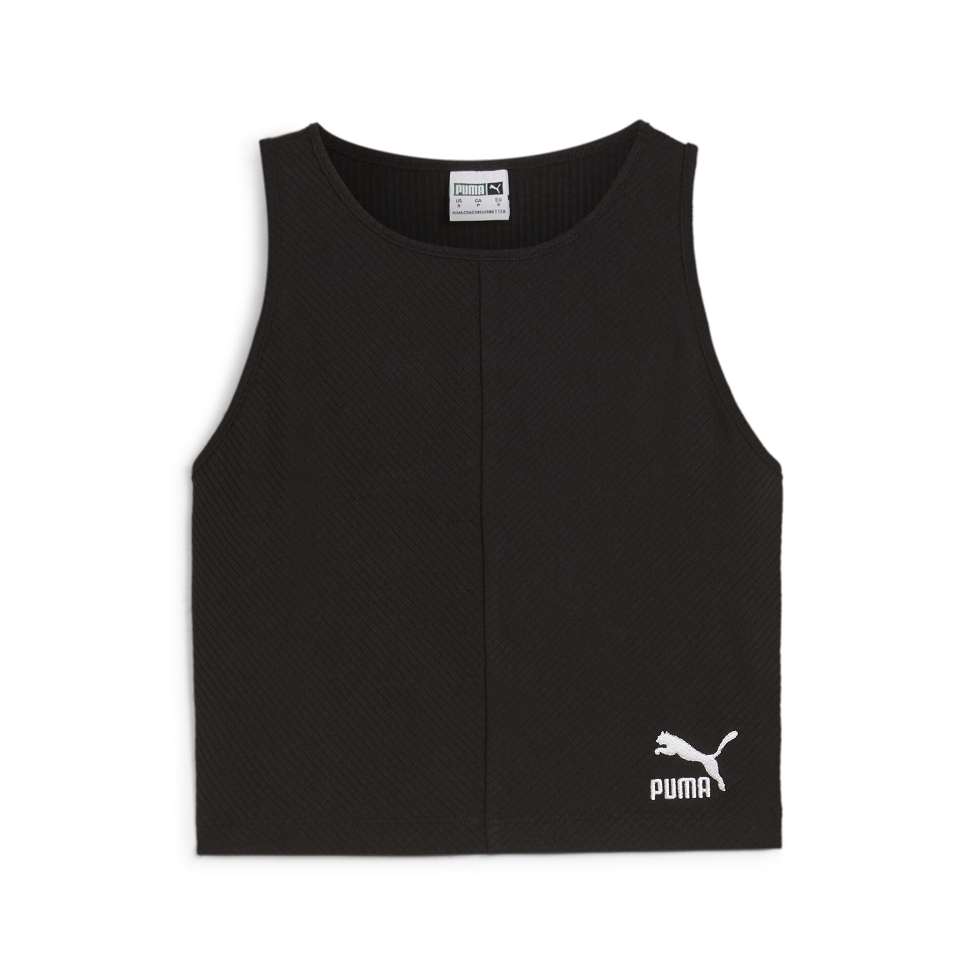 Puma ქალის მაისური CLASSICS Ribbed Crop Top PUMA Black