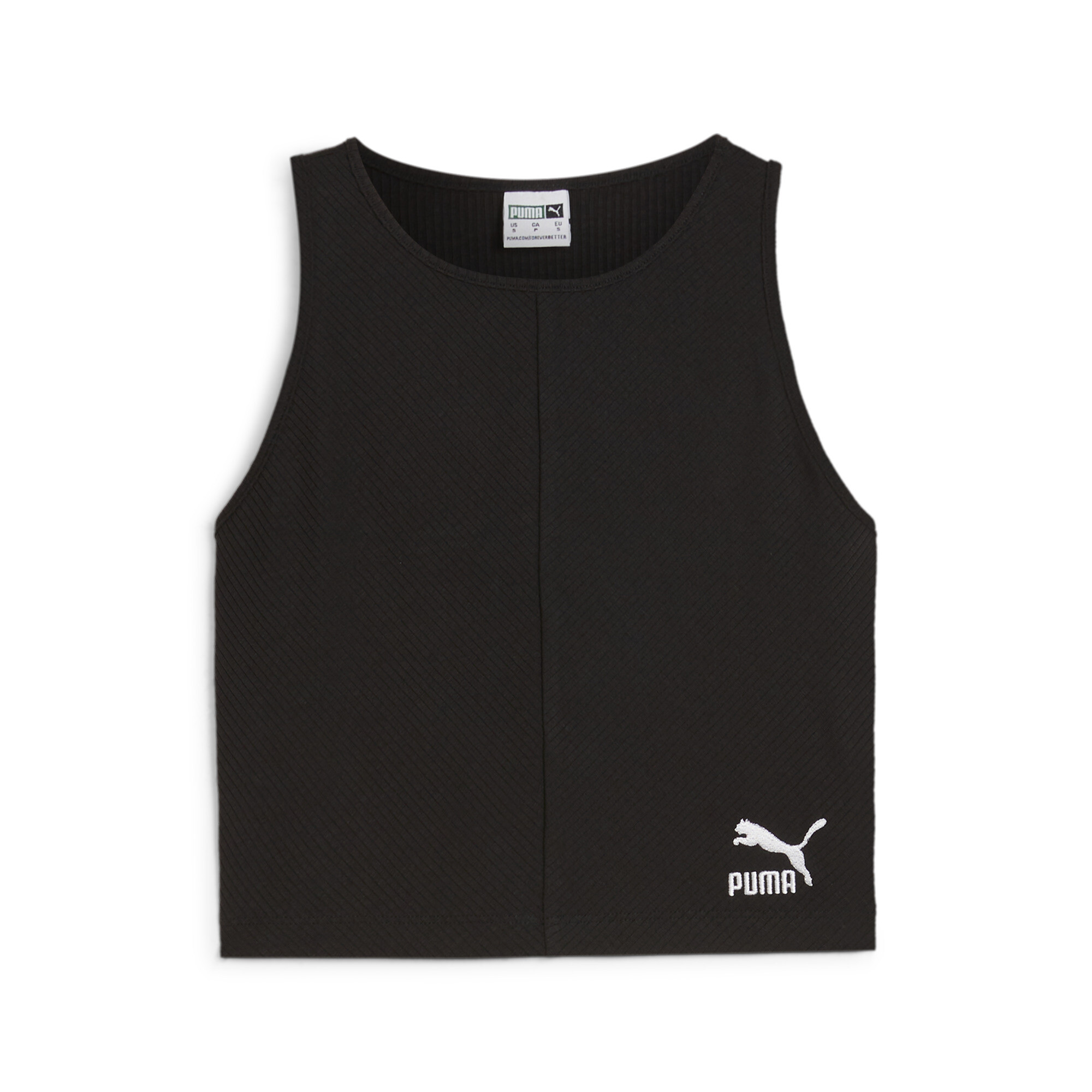 Puma ქალის მაისური CLASSICS Ribbed Crop Top PUMA Black