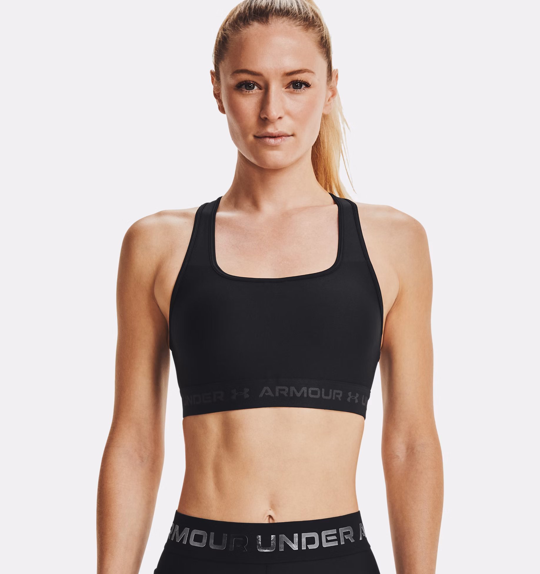 Under Armour ქალის სავარჯიშო ტოპი Crossback Mid Bra-BLK