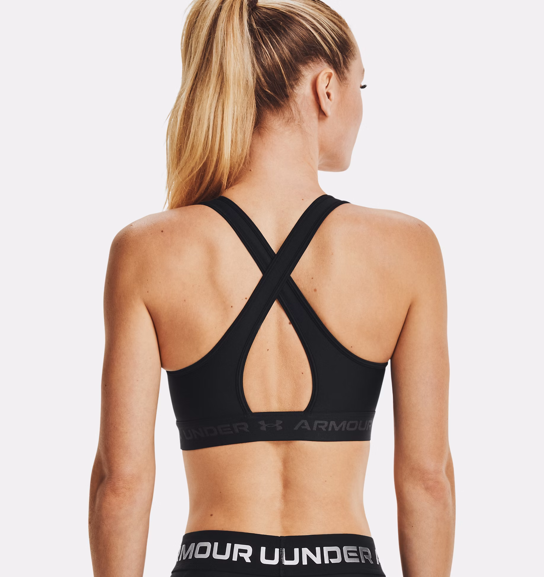 Under Armour ქალის სავარჯიშო ტოპი Crossback Mid Bra-BLK