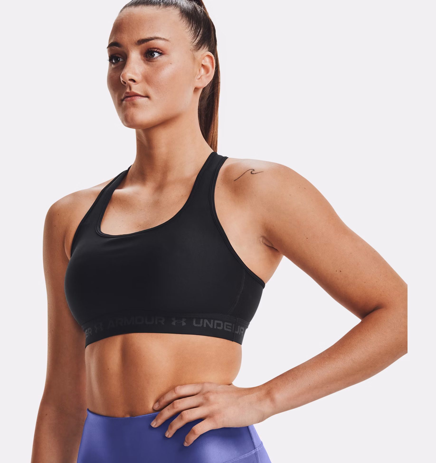 Under Armour ქალის სავარჯიშო ტოპი Crossback Mid Bra-BLK