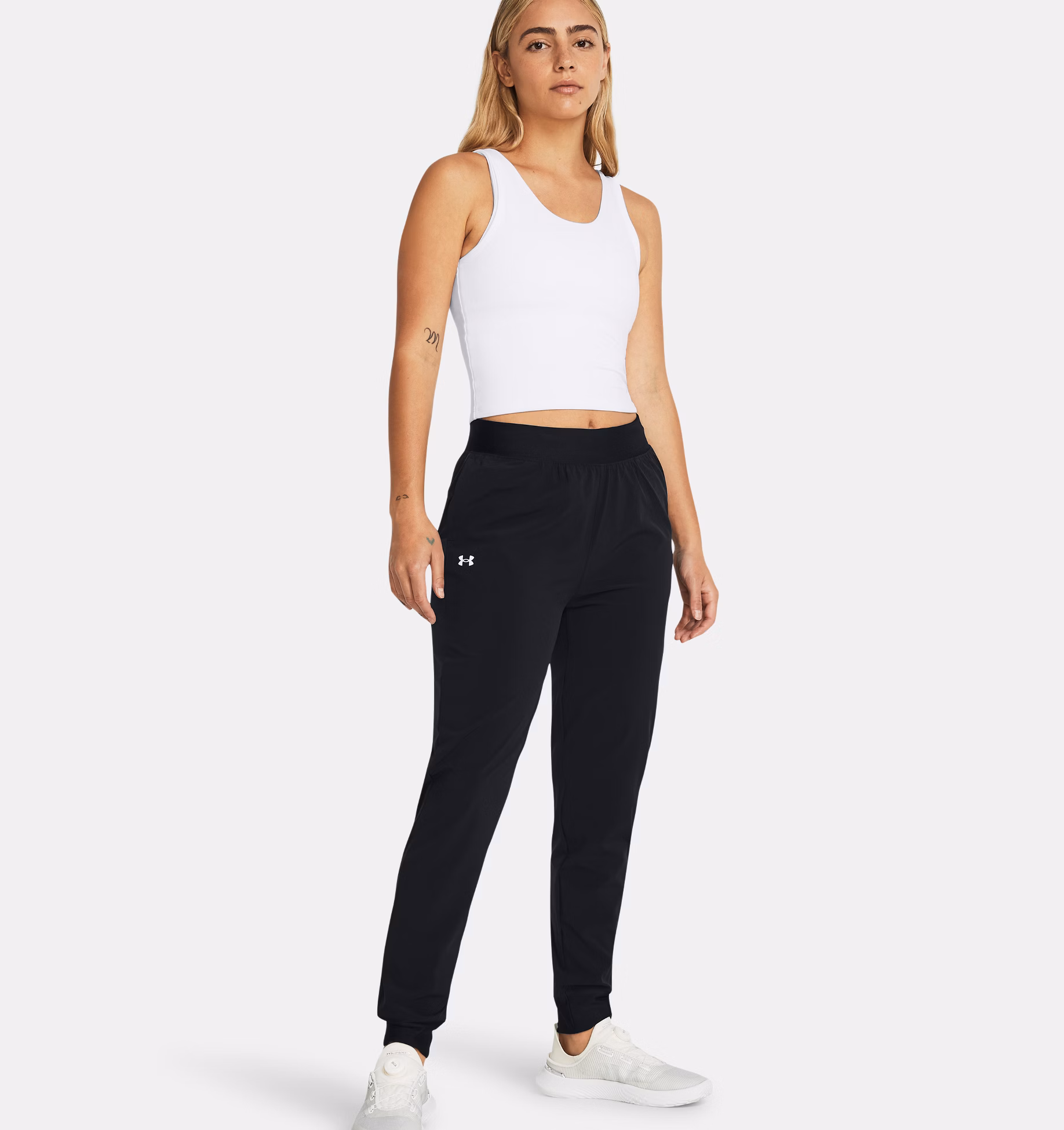 Under Armour ქალის შარვალი UA Rival Hi Rise Woven Pant-BLK