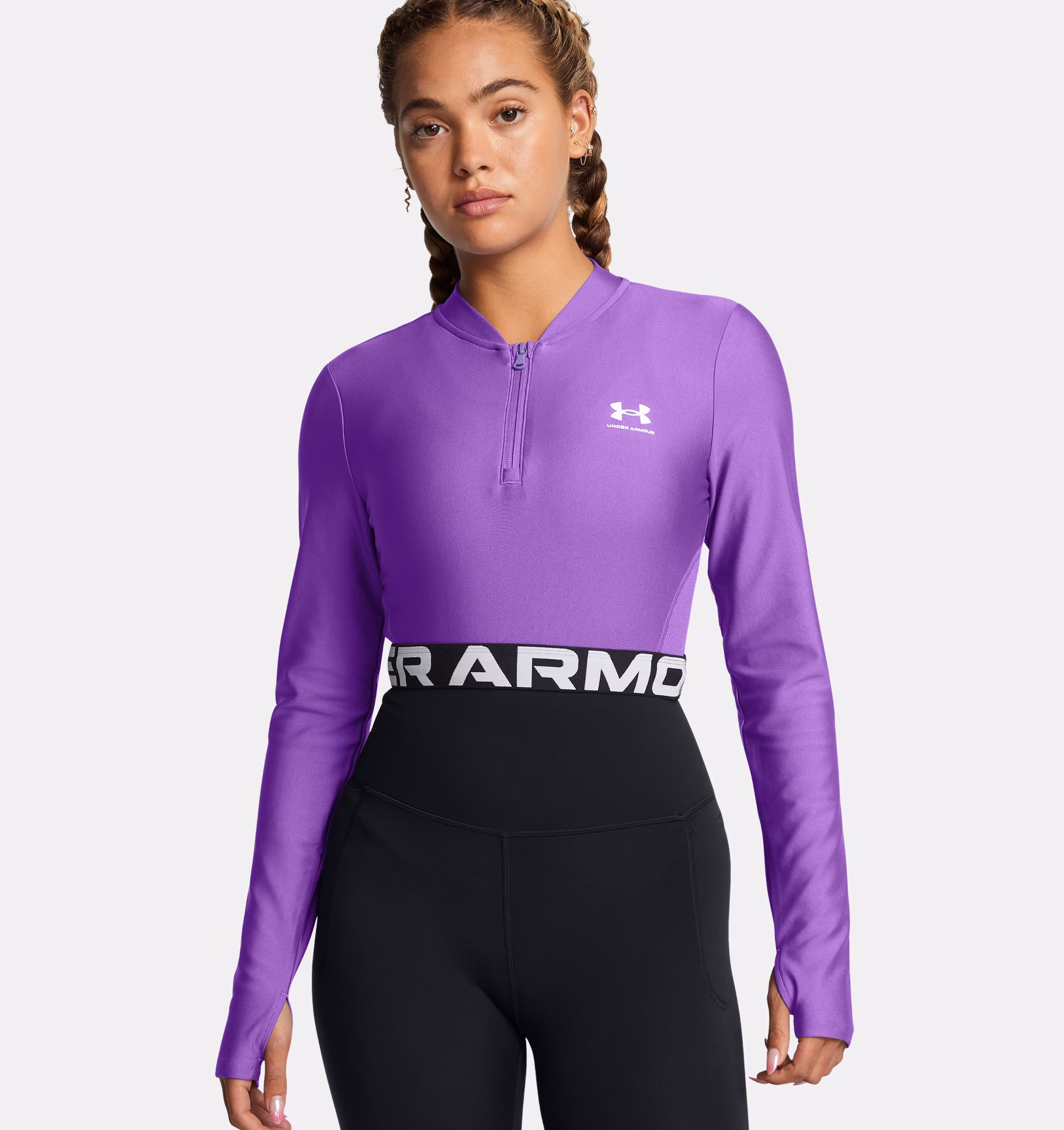 Under Armour ქალის გრძელმკლავიანი მაისური HeatGear Rib 1/4 Zip LS